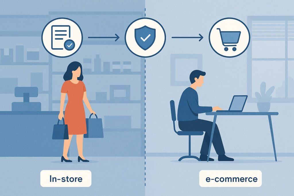 In-store vs. e-commerce: workflows that pass underwriting (and actually work)