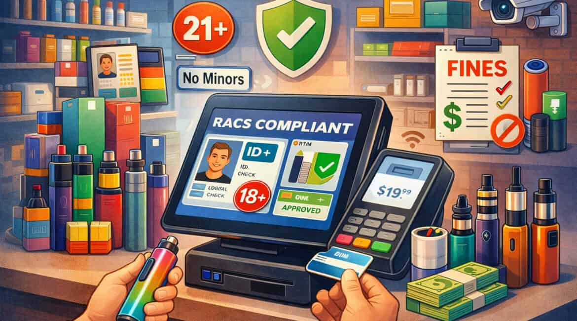 RACS-compliant POS systems for vape shops ensure age verification, compliance tracking, and secure transactions to avoid fines and meet regulatory requirements.